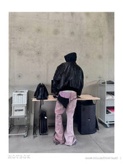 RO Rick Owens Pink Patchwork Coating Slim Flared High Street Distressed Washed Denim Jeans - Size avaliable M ~ XXL