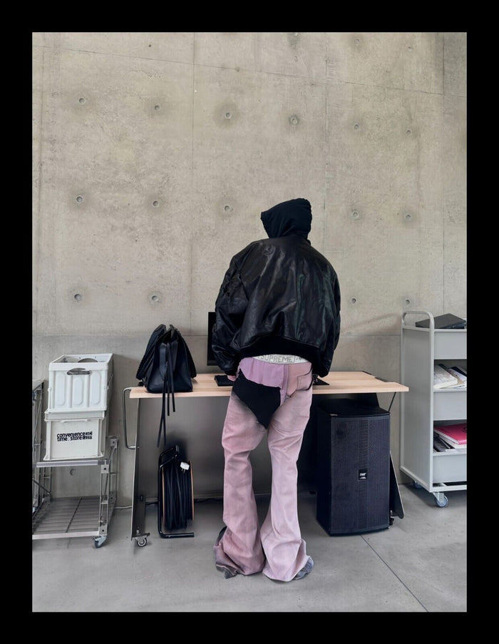 RO Rick Owens Pink Patchwork Coating Slim Flared High Street Distressed Washed Denim Jeans - Size avaliable M ~ XXL