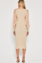 Amelia Knit Midi Dress - Cream