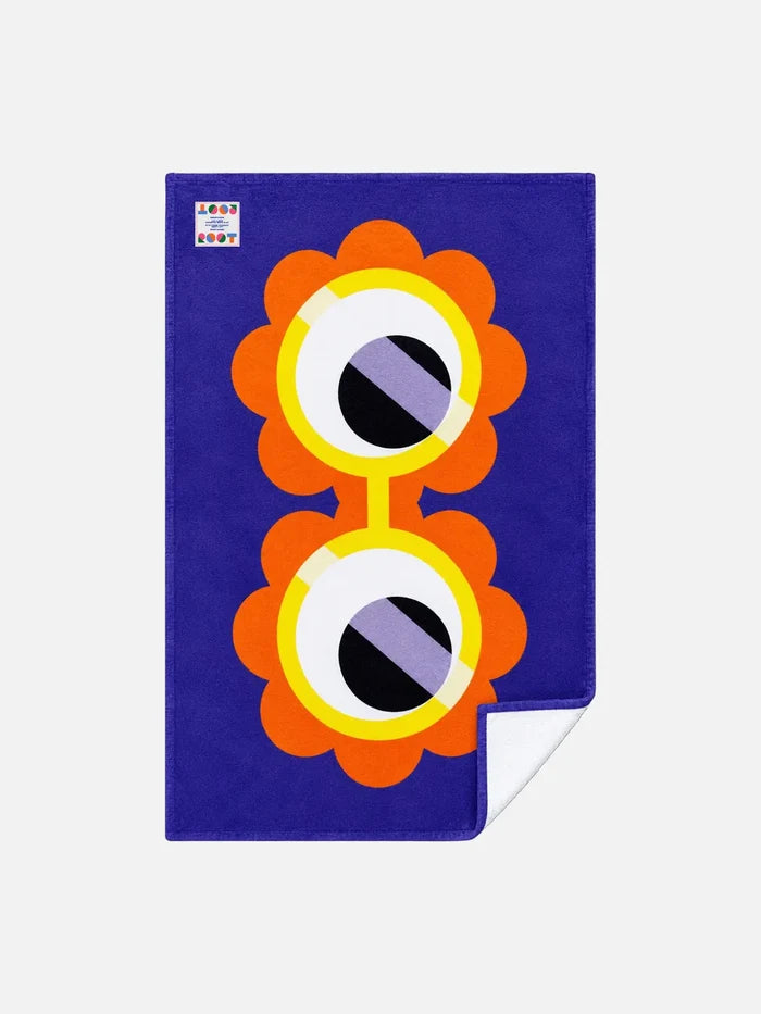 ROOT Summer Set Daisy – mavi, ön görünümde büyük turuncu çiçek deseni