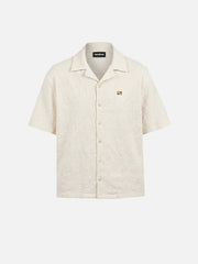 SEVDRUS Sundown Linen Shirt – krem rengi, keten kumaş, önden görünüm