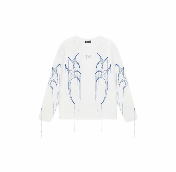 Thug Club 24SS Embroidered Silver Tassel 3D Design Long Sleeve T-Shirt: Kim Jae - White