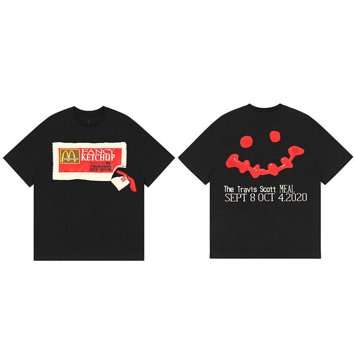Travis Scott Short Sleeve T-Shirt X McDonald’s High Street Loose Printed Tee