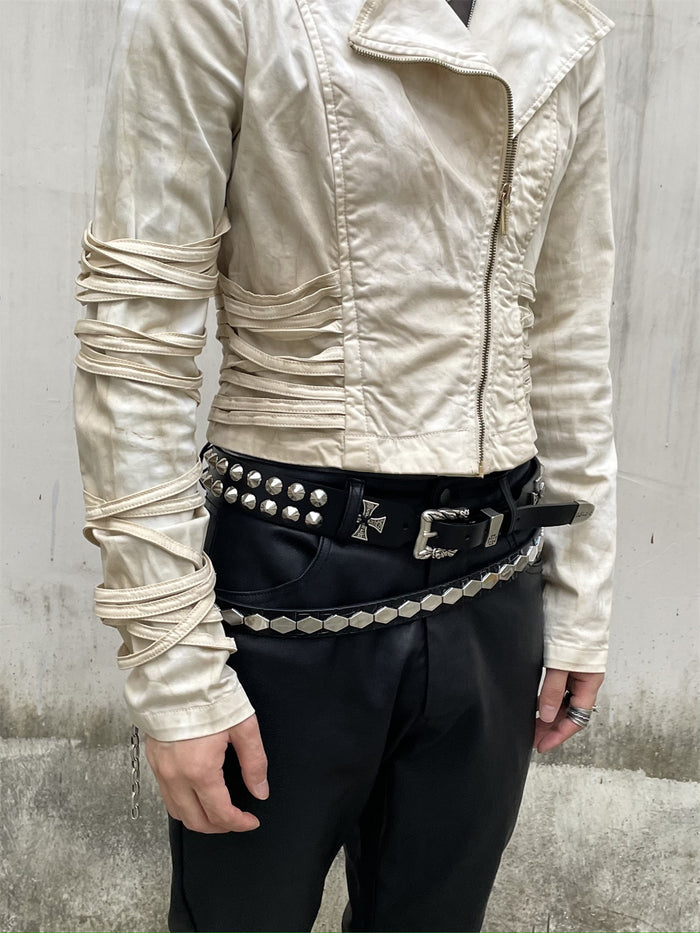 UNDERCOVER AW06 AFFA Archive Belt Scale-Embossed Crocodile Leather Armor Plating
