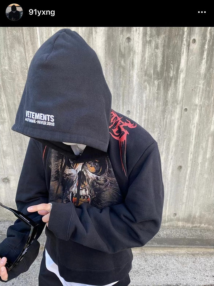 Vetement VTM Padded Shoulder Ghost Face Hoodie Heavyweight Outerwear