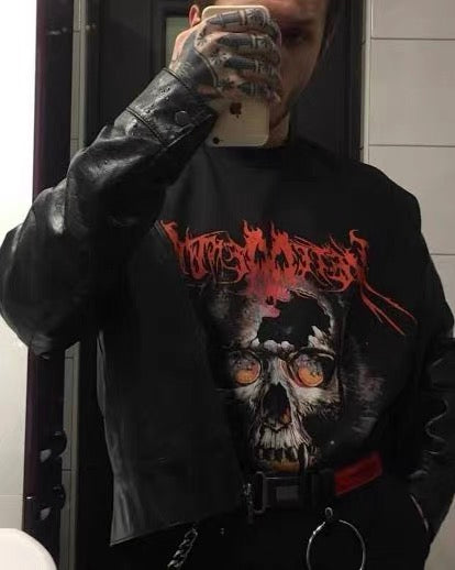 Vetement Washed Direct Print Ghost Face Skull T-Shirt Oversized Short