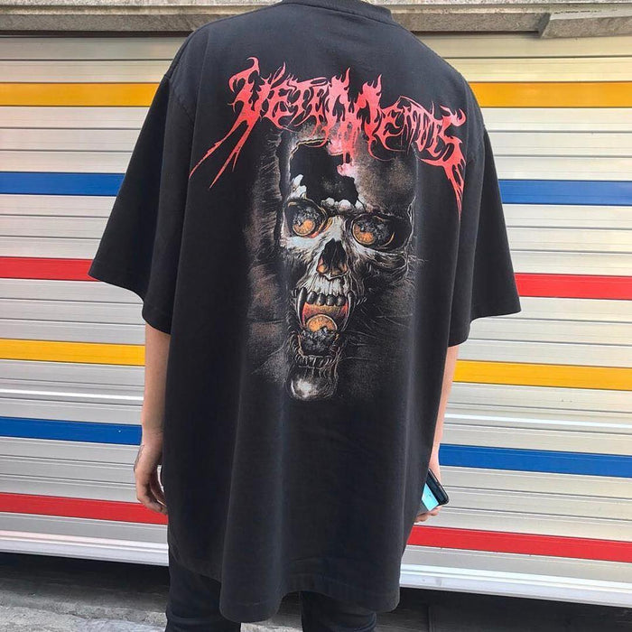 Vetement Washed Direct Print Ghost Face Skull T-Shirt Oversized Short