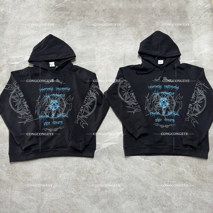 Vetements VTM 22SS Gothic Rage Hoodie Pentagram - Sanskrit Embroidery
