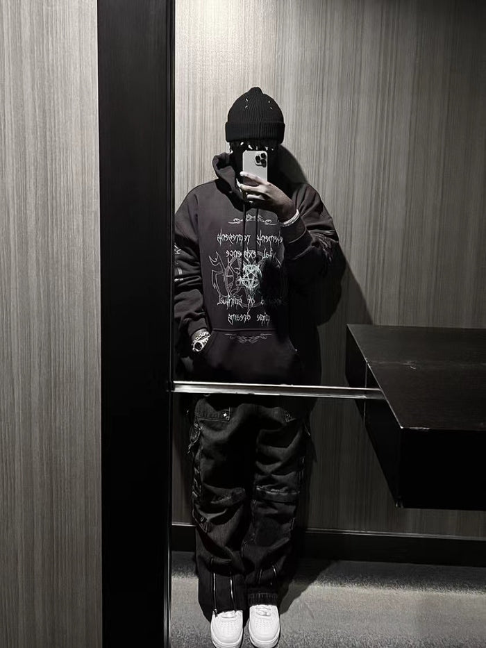 Vetements VTM 22SS Gothic Rage Hoodie Pentagram - Sanskrit Embroidery