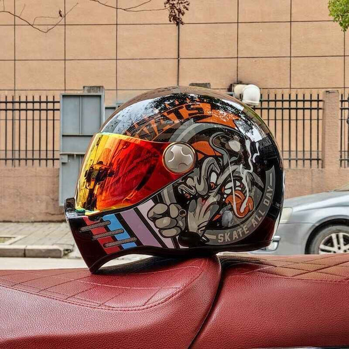 Wasteland /ORZ 3C Retro Motorcycle Helmet /Full-Face Dual-Visor Fog-Resistant - Size avaliable M ~ XXL