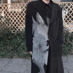 Yohji Asura Pleated Trench - Dark Avant-garde Black Unisex Coats