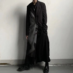 Yohji Asura Pleated Trench - Dark Avant-garde Black Unisex Coats