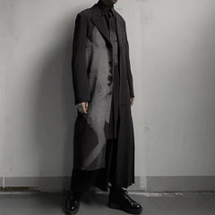 Yohji Asura Pleated Trench - Dark Avant-garde Black Unisex Coats