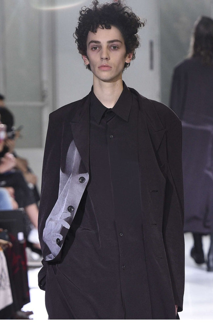Yohji Asura Pleated Trench - Dark Avant-garde Black Unisex Coats