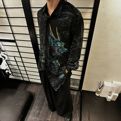 Yohji Yamamoto Ukiyo-e ’Old Dragon’s Fading Dream’ Viscose Long Sleeve Shirt