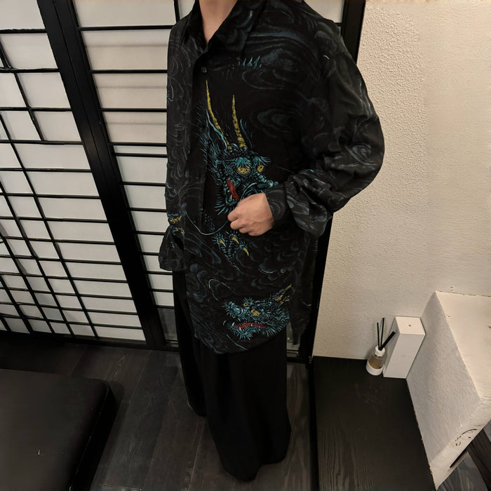 Yohji Yamamoto Ukiyo-e ’Old Dragon’s Fading Dream’ Viscose Long Sleeve Shirt
