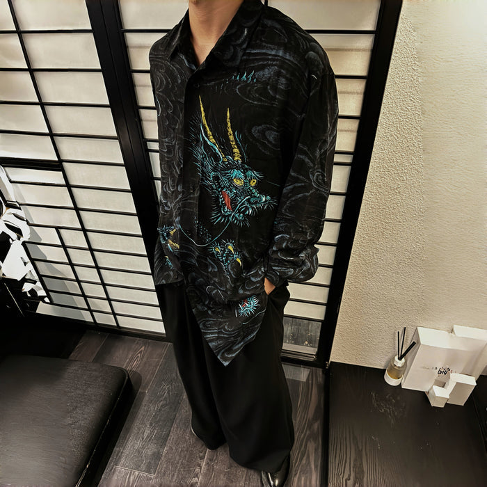 Yohji Yamamoto Ukiyo-e ’Old Dragon’s Fading Dream’ Viscose Long Sleeve Shirt